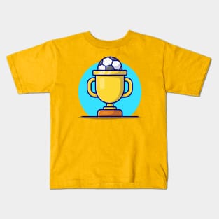 Soccer Gold Trophy Cartoon Vector Icon Illustration (2) Kids T-Shirt